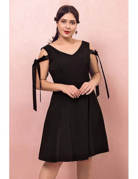 Shop 2021 Little Black Satin Chic Short traps Plus Size Prom Dress Under 109