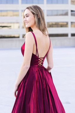 Shop Annakoo Spaghetti Straps Velvet A Line Floor Length Burgundy Prom Dress Under 128