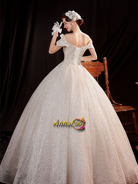 Shop Annakoo 2021 Off The Shoulder Sequin Ball Gown Tulle Beading Sparkle Wedding Dress Under 148