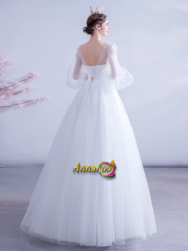 Shop 2021 Annakoo Long Sleeves Backless Tulle Ball Gown Sexy Wedding Dress Under 135