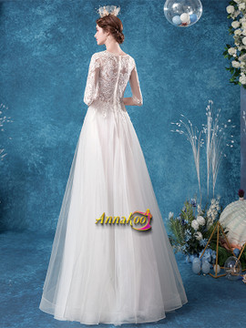 Shop 2021 Long Sleeve V Neck Tulle Appliques A Line Beach Wedding Dress Under 138