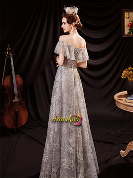 Buy Cheap 2021 Off The Shoulder Silver Sparkle A Line Tulle Prom Dress Under 135