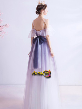 Shop 2021 Star and Moon Myth Gradient Lilac Tulle Spaghetti Straps Prom Dress Under 129