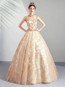 Buy Annakoo 2021 High Neck Gold Lace Up Backless Tulle Sequin Sparkle Prom Dress Under 138