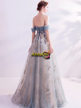 Shop ANNAKOO 2021 Off The Shouder Tulle Sequin Bling Bling A Line Prom Dress Under 2021