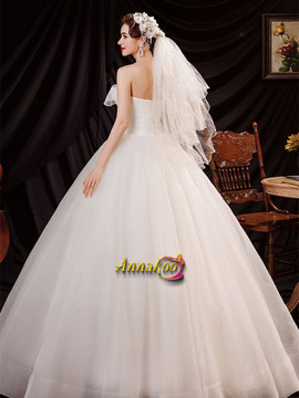 Shop 2021 Strapless Ball Gown Tulle Bowknot Lace Up Wedding Dress Under 129