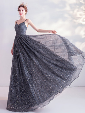 Buy Unique Black Starry Sky Sequin A Line Spaghetti Straps Prom Dress From 128