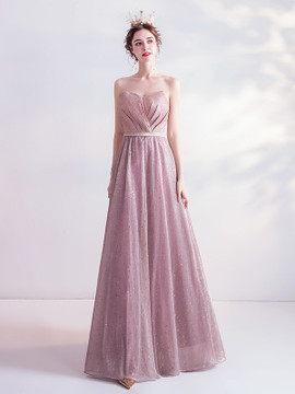 Shop 2021 Rose Gold Pink Sweetheart Pleats A Line Sequin Prom Dress Under 123