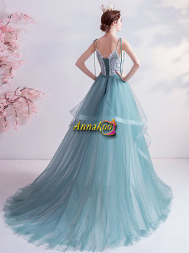 Shop 2021 Spaghetti Straps Green Ruffles Buttons A Line Prom Dress Under 128