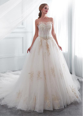 Luxury Sweetheart  Wedding Dress With Beaded Lace Appliques