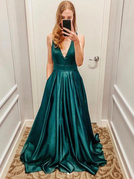 Shop 2021 Halter Green Bowknot Zipper Up Satin Floor Length Long Prom Dress Under 125