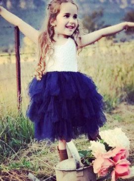 Ball Gown Cheap Short White Tulle Flower Girl Dress