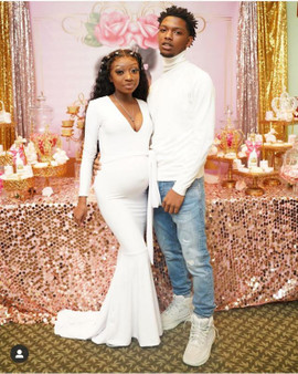 Shop Annakoo 2022 White Long Sleeve Spandex V Neck Sheath Column Pregnant Prom Dress Under 138