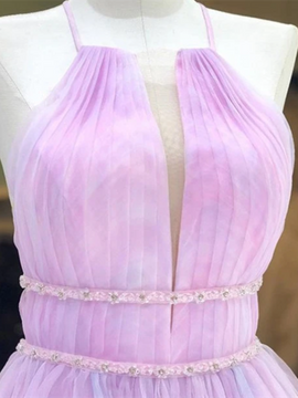 Shop 2022 Annakoo Halter A Line Ombre Tulle Backles Beading Long Prom Dress Under 228