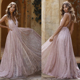 Shop ANNAKOO 2022 Spaghetti Straps Backless Sequin Backless A Line Sexy Prom Formal Dress Under 188