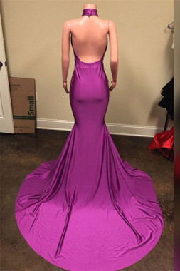 Shop Annakoo 2022 Purple V Neck Trumpet Mermaid Elastic Satin Prom Formal Dress Under 168