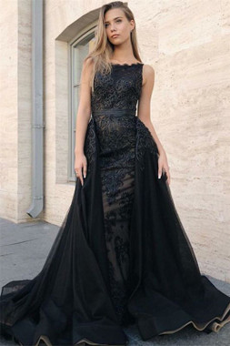 Shop 2022 ANNAKOO Black Removeable Train Trumpet Mermaid Prom Dress Under 199