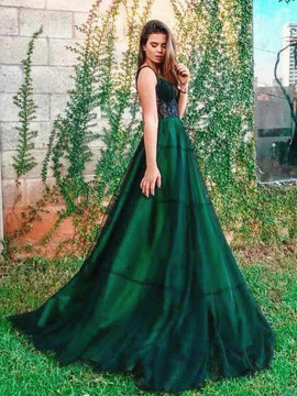 Shop 2022 Dark Green Tulle Appliques See Through Prom Dress Under 159