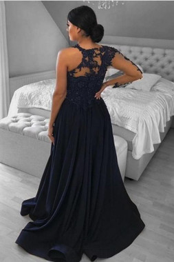 Shop 2022 Annakoo Chiffon Side Split Long One Sleeve Lace Prom Evening Dress Under 138
