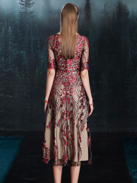 Buy 2022 Purple Half Sleeve A Line Ankle Length Mother Of The Bride Dress Under 279