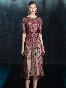 Buy 2022 Purple Half Sleeve A Line Ankle Length Mother Of The Bride Dress Under 279