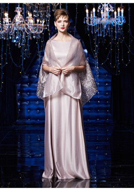 Two Piece Wrap Champagne Tea Length Mother Of The Bride Dress