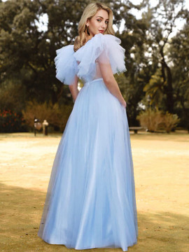 Shop 2022 Annakoo Off The Shoulder Tulle See Through Blue Prom Dress Under 167