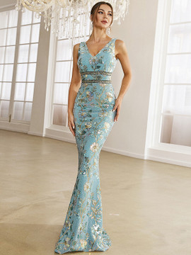 Shop 2023 ANNAKOO V Neck Trumpet Mermaid Sequin Long Prom Dress Under 139