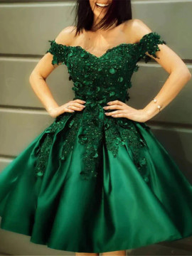 Shop 2023 Annakoo  Off The Shoulder Appliques Green Short Homecoming Dress Under 155