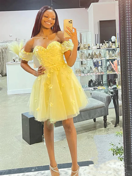 Shop 2023 ANNAKOO Off The Shoulder Tulle Short Mini Appliques Homecoming Dress Under 145