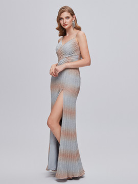 Shop 2023 ANNAKOO Gray Orange Sequin V Neck Ombre Prom Dress With Slit Under 188