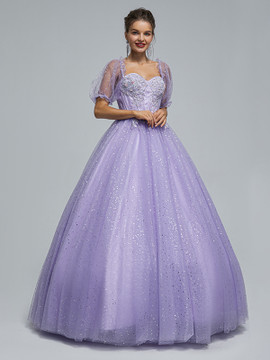 Buy Annakoo 2023 Off The Shoulder Tulle Short Sleeve Prom Dress Under 198