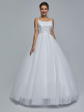 Shop 2023 ANNAKOO White Tulle Straps Beading Sequin Prom Quinceanera Dress