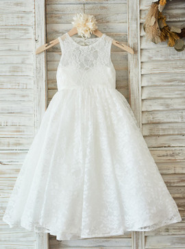 Lovely Jewel Navy Blue Flower Girl Dress with Bowknot