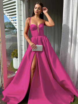 Shop 2023 ANNAKOO  Satin Spaghetti Straps Long Black Prom Dress Under 135