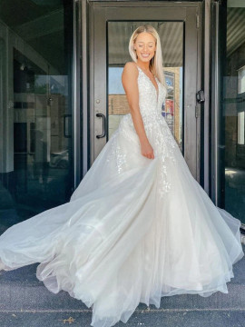 Shop 2023 ANNAKOO  Ivory Tulle Appliques Floral A Line Wedding Dress Under 168