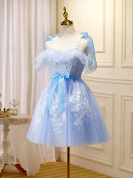 Shop 2023 ANNAKOO Blue Sweetheart Neck Lace Short Homecoming Dress Under 135