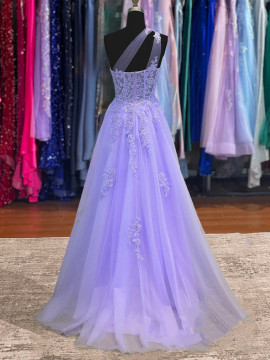 Shop 2023 ANNAKOO Purple One Shoulder Appliques Lace Long Prom Dress Under 168