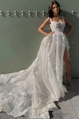 Shop 2023 ANNAKOO Sexy Sweetheart Appliques Tulle Illusion Wedding Dress Under 289