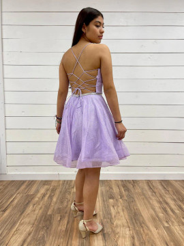 Shop 2023 ANNAKOO V Neck Backless Purple Tulle Homecoming Dress With Belt Under 129
