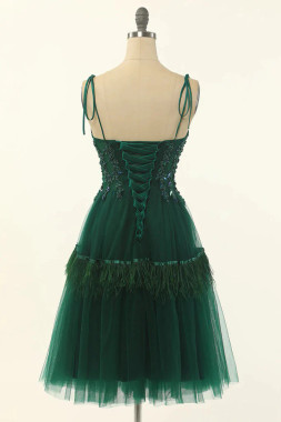 Shop 2023 ANNAKOO Green Sweetheart Tie-Strap Tulle Short Homecoming Dress Under 129
