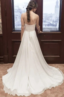 Shop Annakoo 2023 A Line V Neck White Chiffon Wedding Dress Under 149
