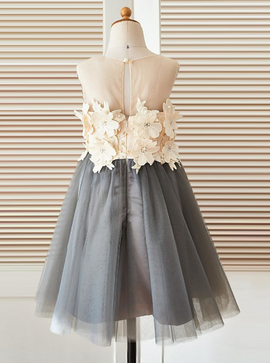 Cheap Jewel Grey Flower Girl Dress with Flowers