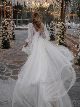 Shop 2023 ANNAKOO A Line Long Sleeves Cut Out Tulle Bohemian Wedding Dress Under 245