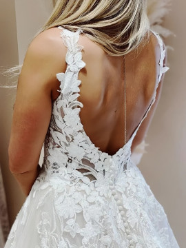 Shop 2023 ANNAKOO A Line V Neck Lace Backless Beach Wedding Dress Under 288