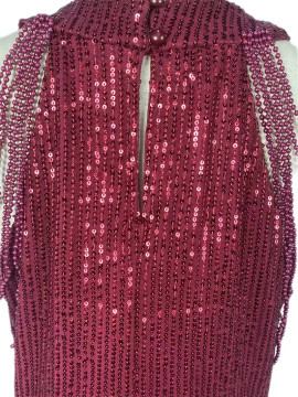 Shop 2023 ANNAKOO Burgundy Sequin Off Shoulder Mock Neck Bodycon Party Dress Under 39
