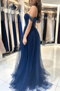 Shop 2024 ANNAKOO Blue Tulle Off The Shoulder A Line Prom Dress Under 138