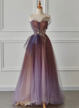 Shop 2024 ANNAKOO Sweetheart Purple Beading Ruffles Tulle Prom Dress Under 179