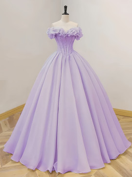 Shop 2024 ANNAKOO Lavender Ruffles A Line Beading Tulle Prom Dress Under 179