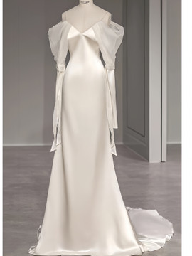 Shop 2024 ANNAKOO Long Sleeve Spandex Satin Trumpet Mermaid Wedding Dress Under 168